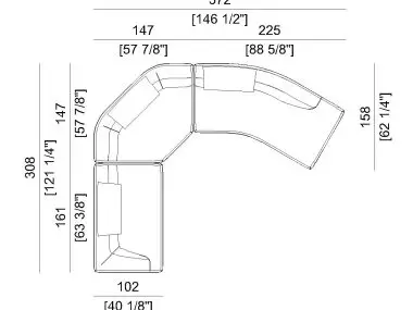 Curved sofa CAD block