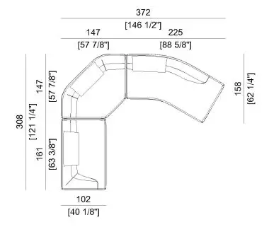 Curved sofa CAD block